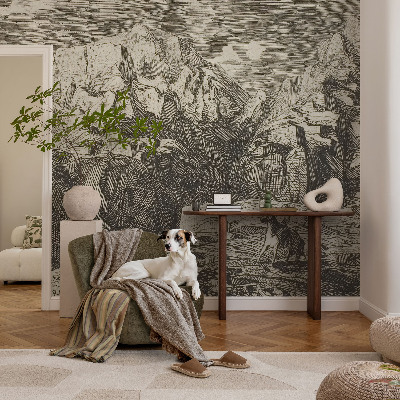 Vlies-Fototapete fürs Schlafzimmer mit einer Berglandschaft