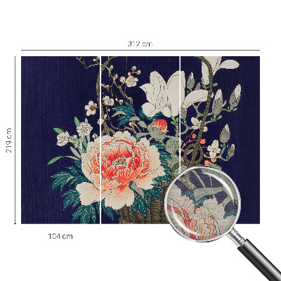 Wandtapete mit Motiv eines Blumenkorbs