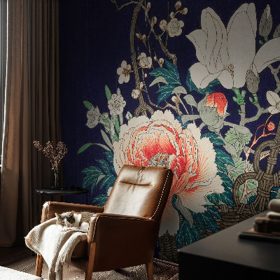 Wandtapete mit Motiv eines Blumenkorbs