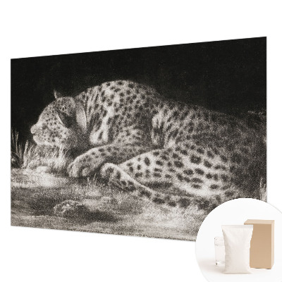 Fototapete fürs Kinderzimmer mit einem ruhenden Leoparden