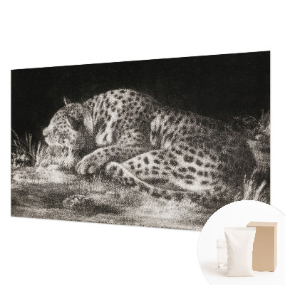 Fototapete fürs Kinderzimmer mit einem ruhenden Leoparden