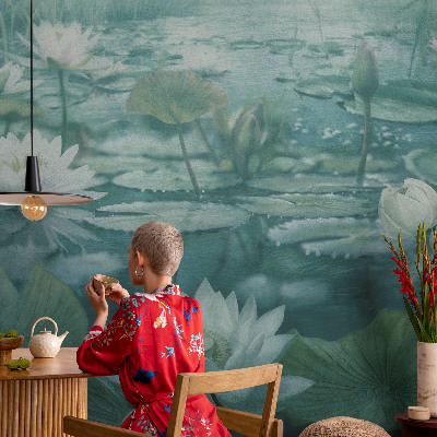 Fototapete fürs Wohnzimmer mit einem Motiv aus Wasserblumen
