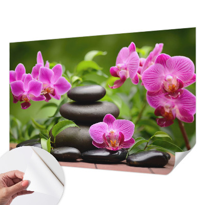 Fototapete in 3D-Optik Orchideensteine