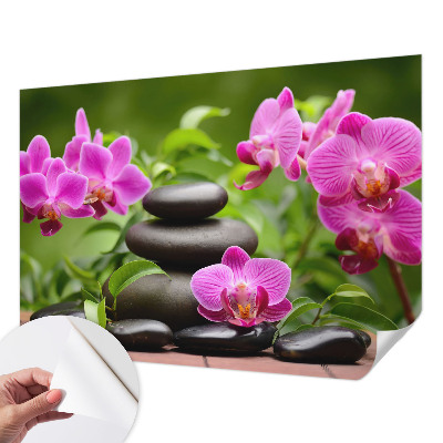 Fototapete in 3D-Optik Orchideensteine