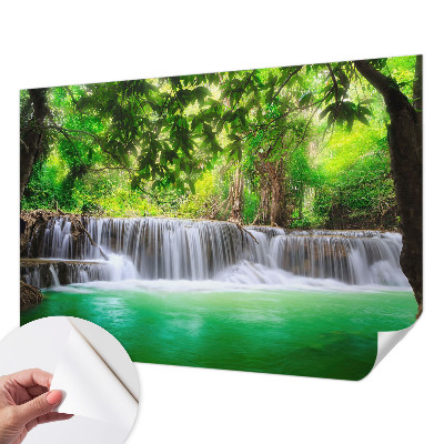 Fototapete in 3D-Optik Waldwasserfall