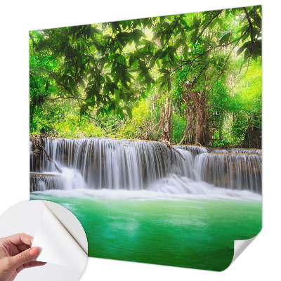 Fototapete in 3D-Optik Waldwasserfall