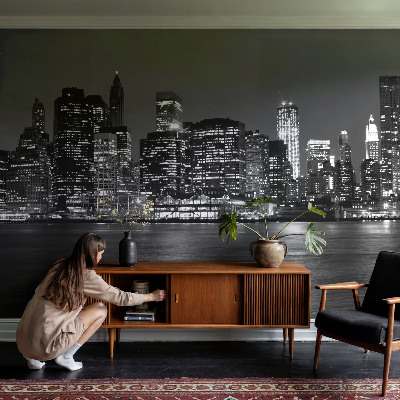 3D-Fototapete fürs Schlafzimmer Nachtmetropole
