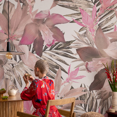 Selbstklebende Fototapete fürs Schlafzimmer Exotische Blumen