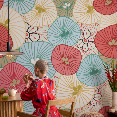 3D-Fototapete fürs Schlafzimmer Blumenmuster