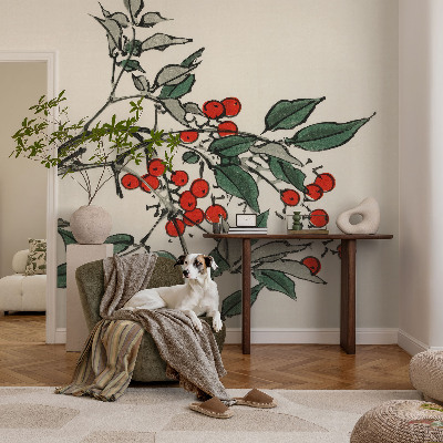 Selbstklebende Fototapete fürs Schlafzimmer Ein Zweig Beeren