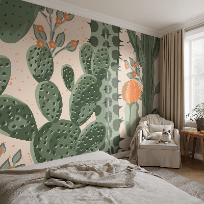 Fototapete in 3D-Optik Grüne Kakteen