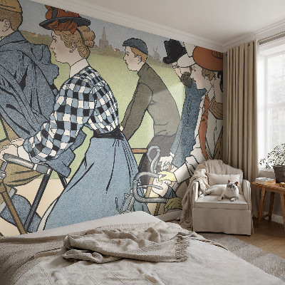 3D-Fototapete fürs Wohnzimmer Vintage-Radfahrer