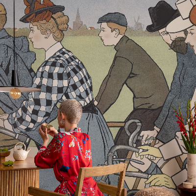 3D-Fototapete fürs Wohnzimmer Vintage-Radfahrer