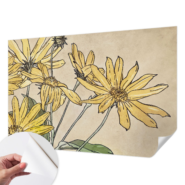 Motivtapete fürs Wohnzimmer Aquarellblumen