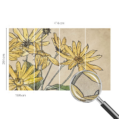 Motivtapete fürs Wohnzimmer Aquarellblumen