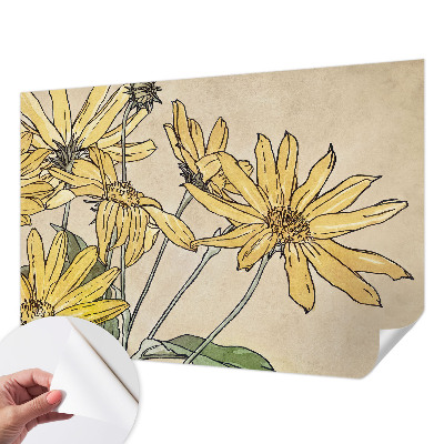 Motivtapete fürs Wohnzimmer Aquarellblumen