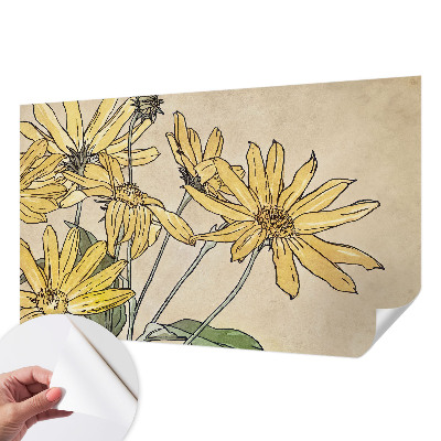 Motivtapete fürs Wohnzimmer Aquarellblumen