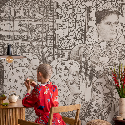 Vintage tapete Blumenporträts