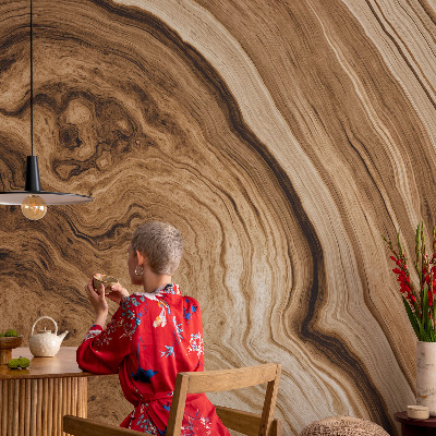 3D-Fototapete fürs Wohnzimmer Holzmaserung