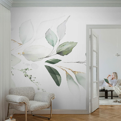 Selbstklebende Fototapete fürs Wohnzimmer Grüne Blätter