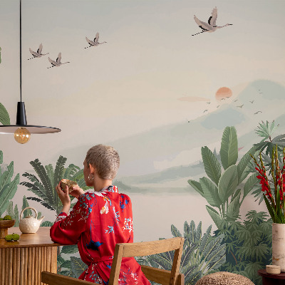 3D-Fototapete fürs Wohnzimmer Tropische Oase