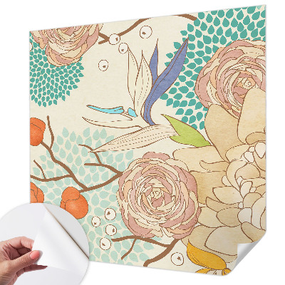 Selbstklebende Fototapete fürs Schlafzimmer Blumenfantasie