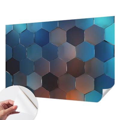 Selbstklebende Fototapete für die Wand Blaue Sechsecke
