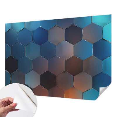 Selbstklebende Fototapete für die Wand Blaue Sechsecke