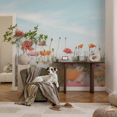 Motivtapete fürs Wohnzimmer Mohnblumen