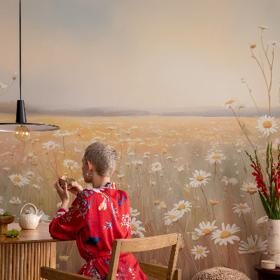 3D-Fototapete fürs Wohnzimmer Blumenwiese