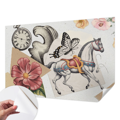 Selbstklebende Fototapete fürs Wohnzimmer Vintage-Blumen