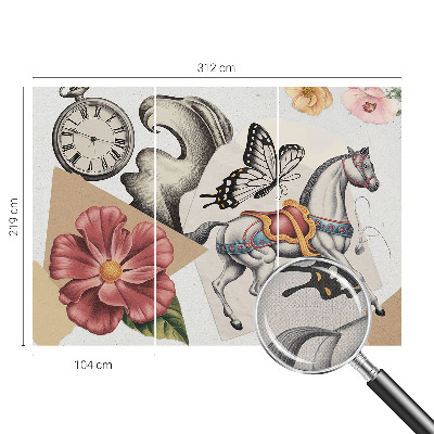 Selbstklebende Fototapete fürs Wohnzimmer Vintage-Blumen