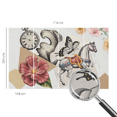 Selbstklebende Fototapete fürs Wohnzimmer Vintage-Blumen