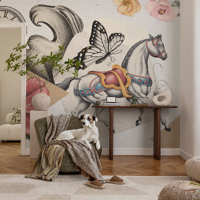 Selbstklebende Fototapete fürs Wohnzimmer Vintage-Blumen