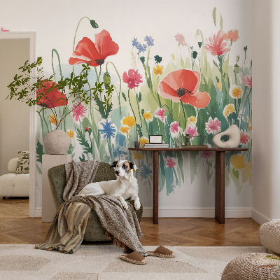 3D-Fototapete fürs Wohnzimmer Sommerwiese