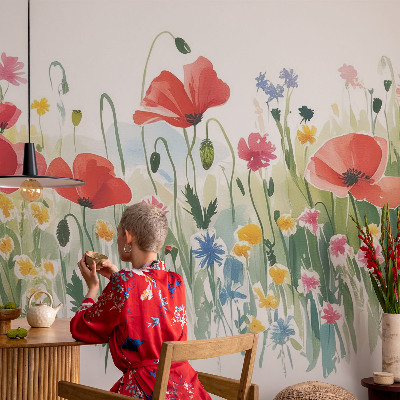 3D-Fototapete fürs Wohnzimmer Sommerwiese