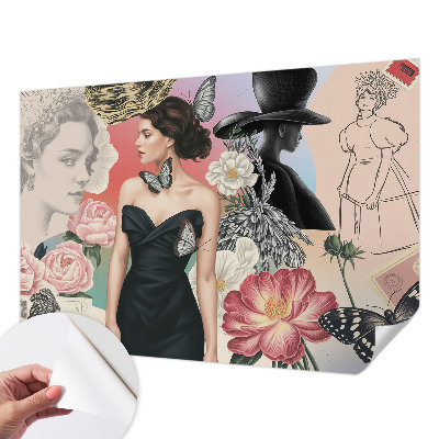 Motivtapete fürs Wohnzimmer Blumen und Porträts