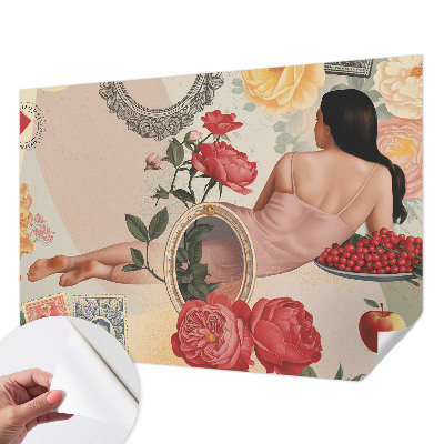 Selbstklebende Fototapete fürs Wohnzimmer Florale Eleganz