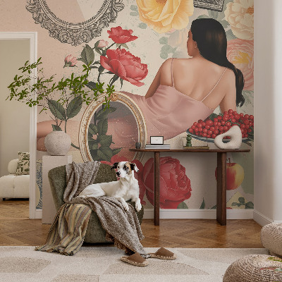 Selbstklebende Fototapete fürs Wohnzimmer Florale Eleganz