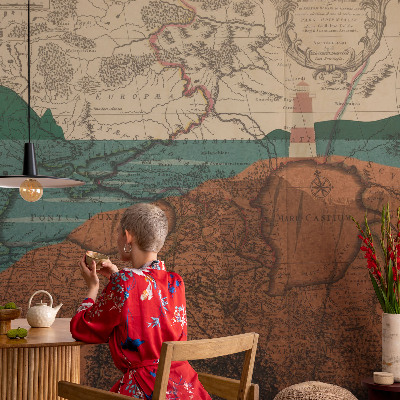 Selbstklebende Fototapete Historische Karte