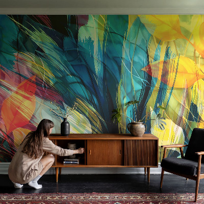 3D-Fototapete fürs Schlafzimmer Abstrakte Blätter