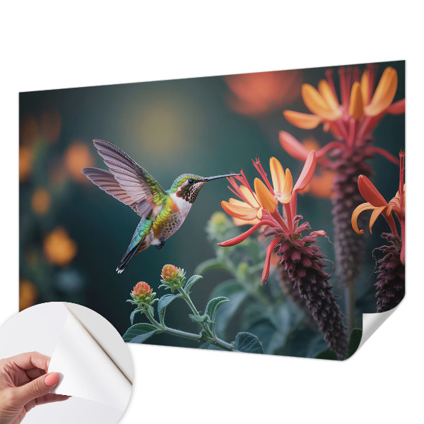 Selbstklebende Fototapete Kolibri-Blumen