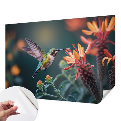Selbstklebende Fototapete Kolibri-Blumen
