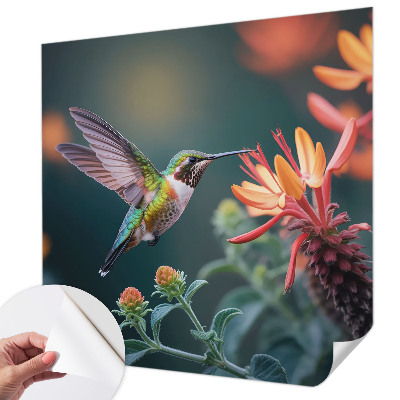 Selbstklebende Fototapete Kolibri-Blumen