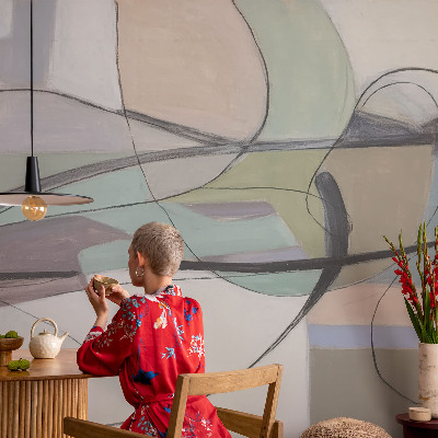 Selbstklebende Fototapete fürs Schlafzimmer Pastellfarbene Linien