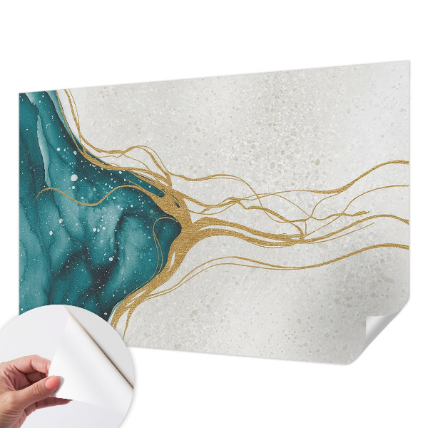 3D-Fototapete fürs Schlafzimmer Türkisfarbene Linien