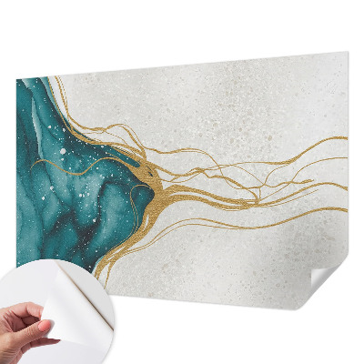 3D-Fototapete fürs Schlafzimmer Türkisfarbene Linien