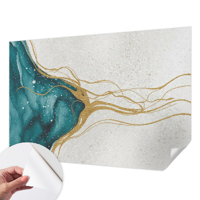 3D-Fototapete fürs Schlafzimmer Türkisfarbene Linien