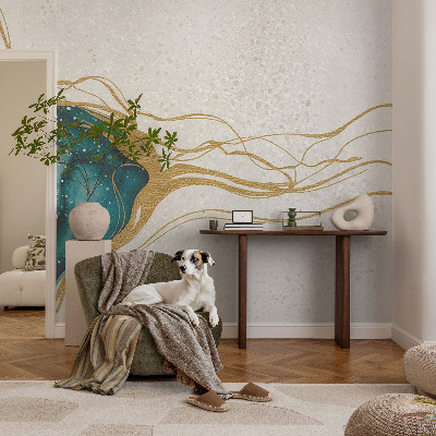 3D-Fototapete fürs Schlafzimmer Türkisfarbene Linien