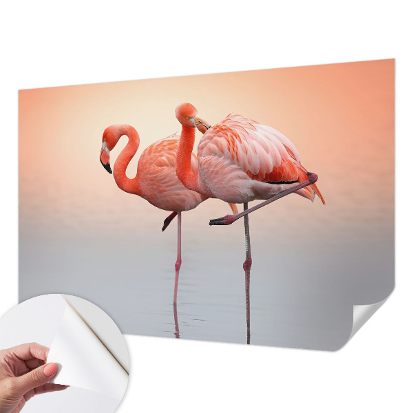 Selbstklebende Fototapete fürs Wohnzimmer Zarte Flamingos